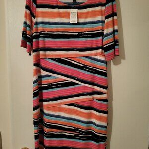 NWT CONNECTED APPAREL Brand Multi Striped Dress Size 14.